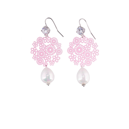 Серьги «Волшебное кружево» (розовый, белый)