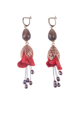 Серьги «Волшебный сад Феи» (красный, коричневый, золотой)